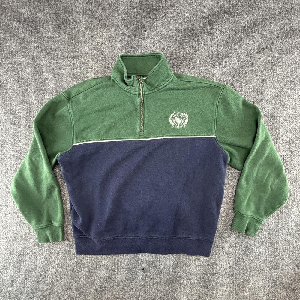Old Navy Y2K Golf Sweatshirt Mens Large Green Fleece 1/4 Zip West Coast Pullover
